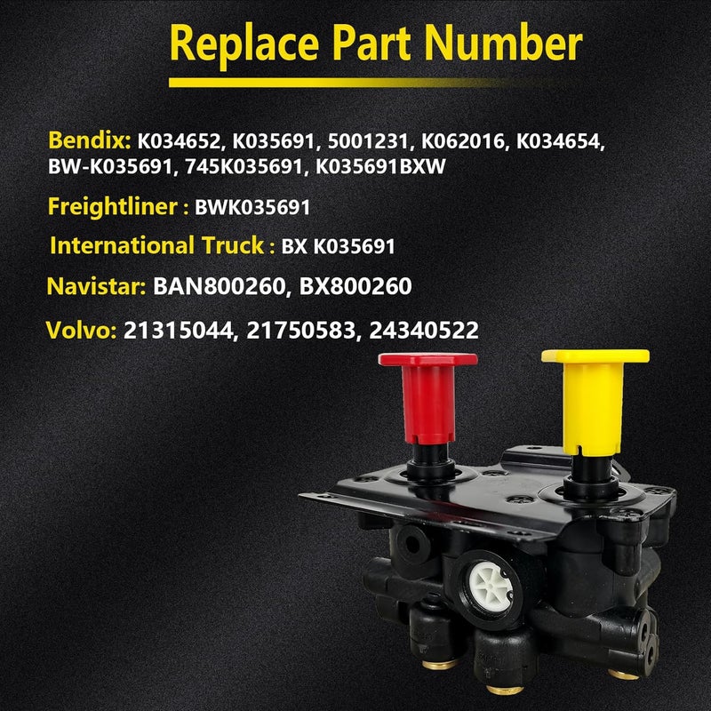 ZUVELLO K035691 Air Brake Manifold Control Dash Valve Fit For Freightliner Mack Volvo International Semi Trucks Trailers 5001231 745K035691 BWK035691 - Image 5